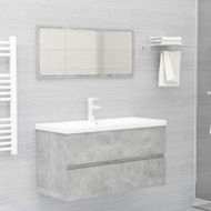 Detailed information about the product Bathroom Furniture Set Concrete Grey Chipboard