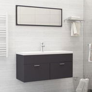 Detailed information about the product Bathroom Furniture Set Grey Chipboard