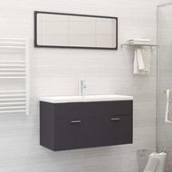 Detailed information about the product Bathroom Furniture Set Grey Chipboard