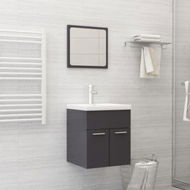 Detailed information about the product Bathroom Furniture Set High Gloss Grey Chipboard