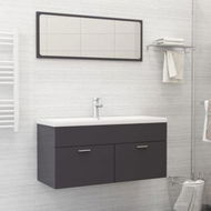 Detailed information about the product Bathroom Furniture Set High Gloss Grey Chipboard