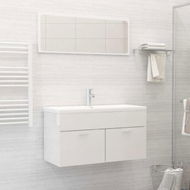 Detailed information about the product Bathroom Furniture Set High Gloss White Chipboard