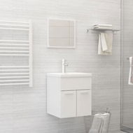 Detailed information about the product Bathroom Furniture Set High Gloss White Chipboard