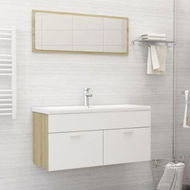 Detailed information about the product Bathroom Furniture Set White And Sonoma Oak Chipboard