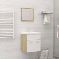 Detailed information about the product Bathroom Furniture Set White And Sonoma Oak Chipboard