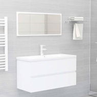 Detailed information about the product Bathroom Furniture Set White Chipboard