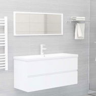 Detailed information about the product Bathroom Furniture Set White Chipboard