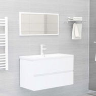 Detailed information about the product Bathroom Furniture Set White Chipboard