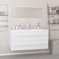 Detailed information about the product Bathroom Furniture Set White Engineered Wood