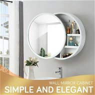 Detailed information about the product Bathroom Medicine Cabinet Mirror Vanity Round Wall Mirrored Cupboard With Storage Sliding Door White 60cm Diameter