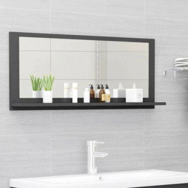 Bathroom Mirror Gray 90x10.5x37 Cm Engineered Wood