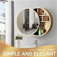 Detailed information about the product Bathroom Mirrored Cabinet Medicine Vanity Round Wall Mirror Cupboard With Storage Sliding Door Gold 60cm Diameter