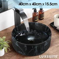 Detailed information about the product Bathroom Sink Basin Vessel Wash Bowl Washing Vanity Countertop Above Counter Toilet Bath Hand Modern Round Ceramic Black 40x40x15.5cm