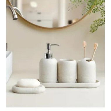 Bathroom soap Dispenser Set 5Pcs Bathroom Accessories Set Lotion Dispenser Toothbrush Holder Tray