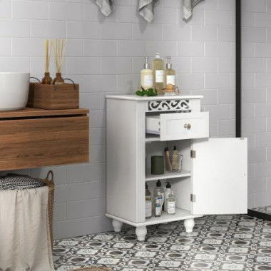 Bathroom Storage Cabinet With Solid Wood Legs For Living Room