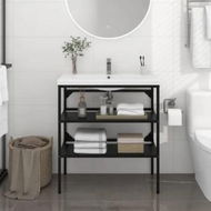 Detailed information about the product Bathroom Washbasin Frame Black 79x38x83 cm Iron