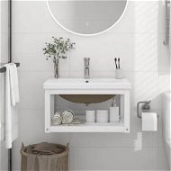 Detailed information about the product Bathroom Washbasin Frame with Built-in Basin White Iron