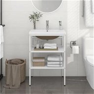 Detailed information about the product Bathroom Washbasin Frame with Built-in Basin White Iron