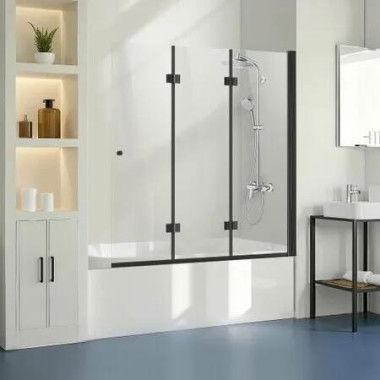 Bathtub Shower Door 1295 x 1422 mm Frameless Foldable Tub Shower Door