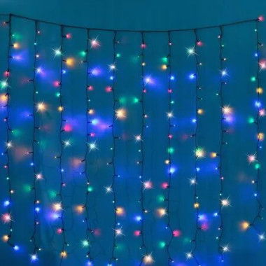 Battery Operated 200 LED Curtain Light -140 x 140cm, available in 3 Colors - Multicolor