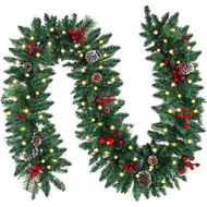 Detailed information about the product Battery-Operated 2.7m Christmas Garland with Pine Cones and Berries for Holiday Party Xmas Decor