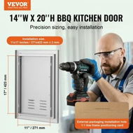 Detailed information about the product BBQ Access Door 356x508 mm Single Outdoor Kitchen Door Stainless Steel Flush Mount Door Wall Vertical Door with Handle and vents for BBQ Island Grilling