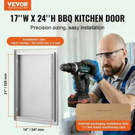 Detailed information about the product BBQ Access Door 432x610 mm Single Outdoor Kitchen Door Stainless Steel Flush Mount Door Wall Vertical Door with Handle for BBQ Island Grilling Station