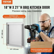 Detailed information about the product BBQ Access Door 457x533 mm Single Outdoor Kitchen Door Stainless Steel Flush Mount Door Wall Vertical Door with Recessed Handle for BBQ Island Grilling