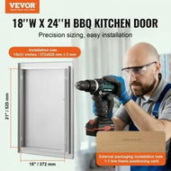 Detailed information about the product BBQ Access Door 457x610 mm Single Outdoor Kitchen Door Stainless Steel Flush Mount Door Wall Vertical Door with Handle for BBQ Island Grilling