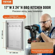 Detailed information about the product BBQ Access Door 610x431 mm Single Outdoor Kitchen Door Stainless Steel Flush Mount Door Wall Vertical Door w/ Handle Vents and Hook for BBQ Island Grilling