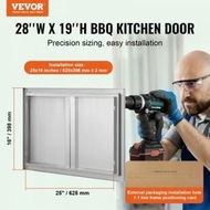 Detailed information about the product BBQ Access Door 710x482 mm Double Outdoor Kitchen Door Stainless Steel Flush Mount Door Wall Vertical Door with Recessed Handles for BBQ Island Grilling