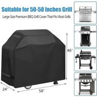 Detailed information about the product BBQ Grill Cover, Waterproof 210D Heavy-Duty Gas Grill Cover, Anti-UV Material with Elastic Strap (145 * 61 * 117 CM)