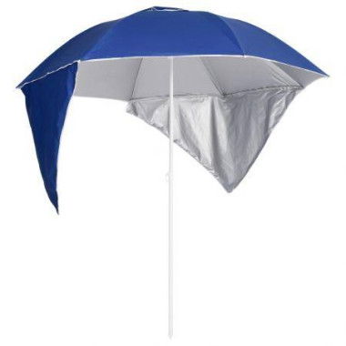 Beach Umbrella With Side Walls Blue 215 Cm