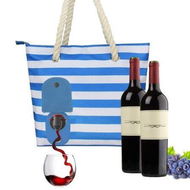 Detailed information about the product Beach Wine Tote Bag Famolay Wine Cooler Bag Leakproof Insulated Purse Carrier With Spout Hidden Compartments Travel (Blue)