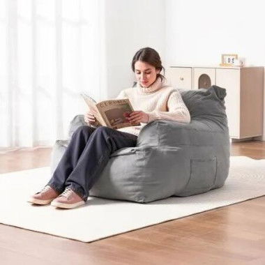 Bean Bag Chair BeanBag Sofa Chair with Armrests Plush Grey