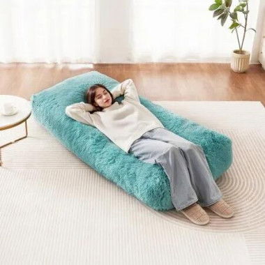 Bean Bag Chair with Removable & Washable Cover Fluffy Plush Blue