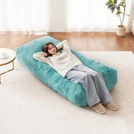 Detailed information about the product Bean Bag Chair with Removable & Washable Cover Fluffy Plush Blue