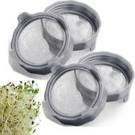 Detailed information about the product Bean/Broccoli/Alfalfa/Salad Sprouter, Sprouting Lids for Wide Mouth Mason Jars with Stand Water Tray: Grow Sprouts at Home with Ease (4-Pack)