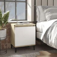 Detailed information about the product Bed Cabinet Metal Legs Sonoma Oak and White