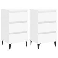 Detailed information about the product Bed Cabinet with Metal Legs 2 pcs White 40x35x69 cm