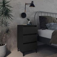 Detailed information about the product Bed Cabinet with Metal Legs Black 40x35x69 cm