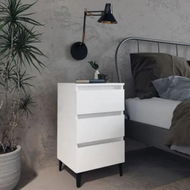 Detailed information about the product Bed Cabinet with Metal Legs White 40x35x69 cm