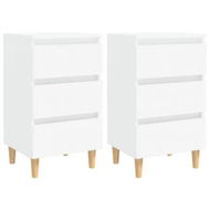 Detailed information about the product Bed Cabinets with Solid Wood Legs 2 pcs White 40x35x69 cm