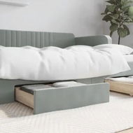 Detailed information about the product Bed Drawers 2 pcs Light Grey Engineered Wood and Velvet