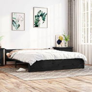 Detailed information about the product Bed Frame Black Solid Wood 183x203 Cm King Size