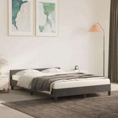 Bed Frame Dark Grey 106x203 cm King Single Size Velvet