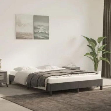 Bed Frame Dark Grey 153x203 cm Queen Size Velvet