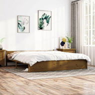 Detailed information about the product Bed Frame Honey Brown Solid Wood 183x203 Cm King Size