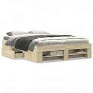 Detailed information about the product Bed Frame Sonoma Oak 135x190 cm Engineered Wood