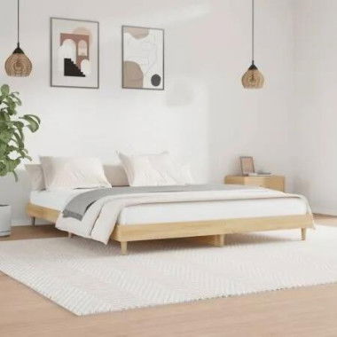 Bed Frame Sonoma Oak 183x203 cm King Size Engineered Wood